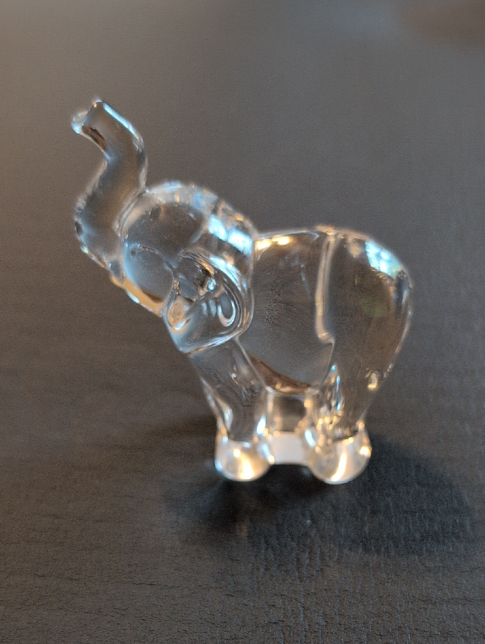 Clear Glass Elephant Figurine - Decorative Home Art